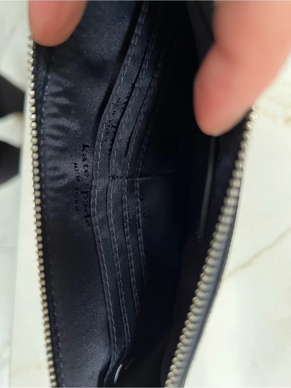 Kate Spade New York Navy Blue Saffiano Leather Wristlet Clutch